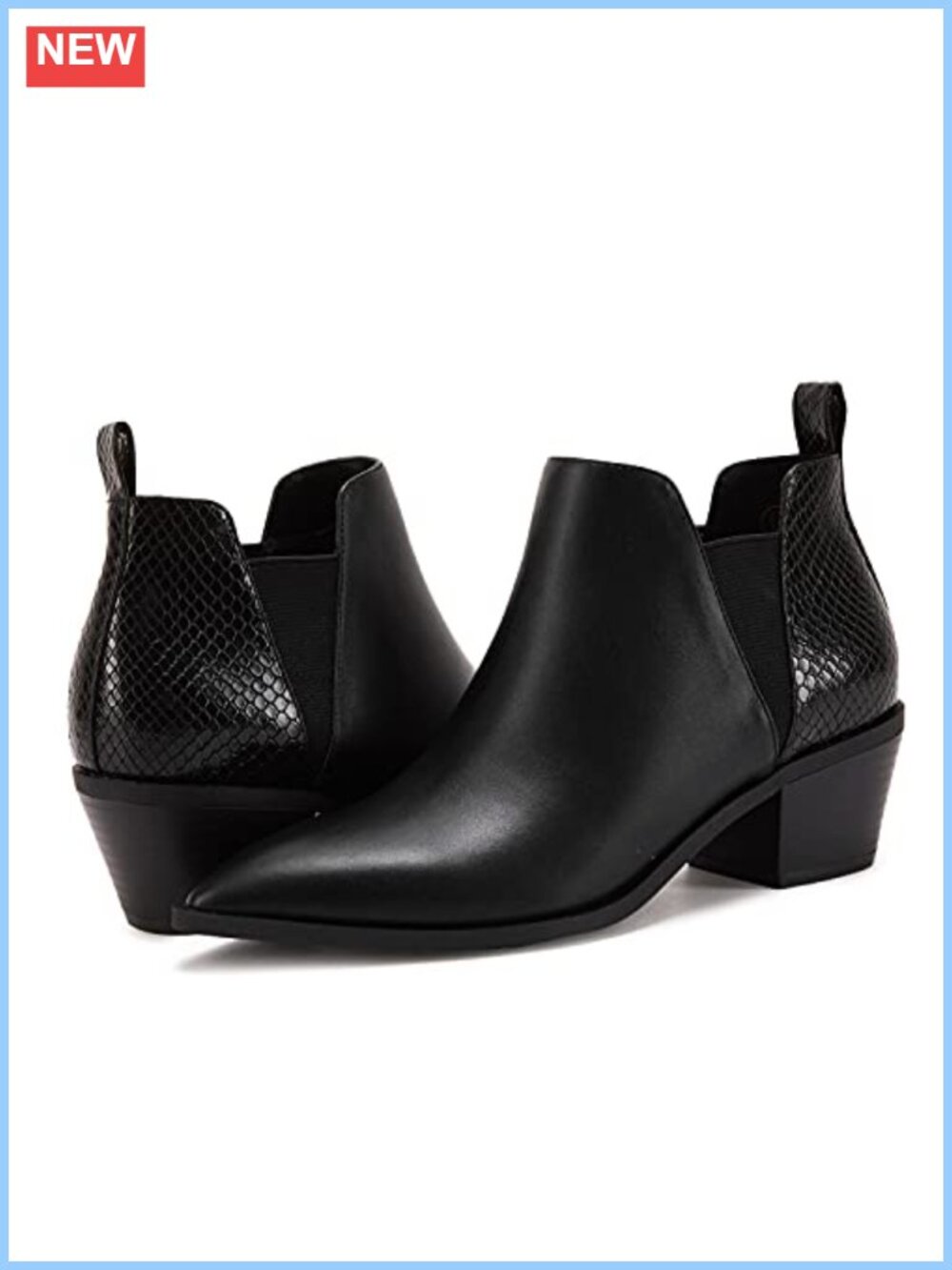 Faux Suede Ankle Booties Stacked Chunky Heel Slip On Pointed Toe
